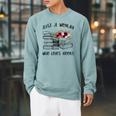 A Woman Who Loves Books Quotes Art Reader Reading Lover Raglan Sleeve Sweatshirt Cardinal A Woman Who Loves Books Quotes Art Reader Reading Lover Raglan Sleeve Sweatshirt Cardinal
