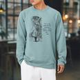 Women's Alice Adventures Wonderland Vintage Book Quote Lewis Carrol Raglan Sleeve Sweatshirt Cardinal