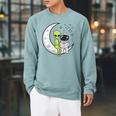 Women's Alien And Astronaut Reading On Moon Kids Sci Fi Book Raglan Sleeve Sweatshirt Cardinal Women's Alien And Astronaut Reading On Moon Kids Sci Fi Book Raglan Sleeve Sweatshirt Cardinal