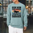 Women's Book Mom Cat Lover Reading With My Felline Sidekick Raglan Sleeve Sweatshirt Cardinal