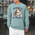 Women's Book Reader Accessories For Teacher Reading Is My Therapy Raglan Sleeve Sweatshirt Cardinal