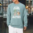 Women's Cute Fantasy Book Reader Apparel Dog Dragon Bookish Magic Raglan Sleeve Sweatshirt Cardinal