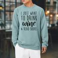 Women's Drink Wine And Read Books Bookish Book Lover Raglan Sleeve Sweatshirt Cardinal