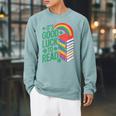 Women's Its Good Luck To Read Rainbow Reading Books Raglan Sleeve Sweatshirt Cardinal