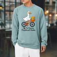Women's Librarian Goose Book Lover Humor Reading Goose Raglan Sleeve Sweatshirt Cardinal