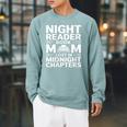 Women's Night Reader Book Mom Lost In Midnight Chapters Raglan Sleeve Sweatshirt Cardinal