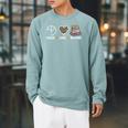 Women's Peace Love Reading Book Reader Book Lover Vintage Bookworm Raglan Sleeve Sweatshirt Cardinal