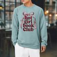 Women's Reading Read Books Reader Nerd Hot Girl Book Club Raglan Sleeve Sweatshirt Cardinal