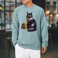 Women's Smokey Maine Coon Cat Book Lover Raglan Sleeve Sweatshirt Cardinal Women's Smokey Maine Coon Cat Book Lover Raglan Sleeve Sweatshirt Cardinal