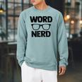 Word Nerd Book Reading Book Worm Raglan Sleeve Sweatshirt Cardinal