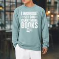I Workout So I Can Carry More Books Gym Reader Raglan Sleeve Sweatshirt Cardinal