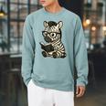 Zebra Reading Book Lover Raglan Sleeve Sweatshirt Cardinal