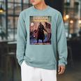 Zombie Halloween Horror Vintage Comic Book Retro Scary Raglan Sleeve Sweatshirt Cardinal