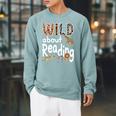 Zoo Animals Wild About Reading Books Reader Lover Librarian Premium Tri-Blend Raglan Sleeve Sweatshirt Cardinal