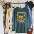 Abibliophobia Book Lover Reading Humor Graphic Raglan Sleeve Sweatshirt Heather Blue Lagoon