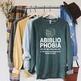 Abibliophobia Reading Fear Of No Books Definition Raglan Sleeve Sweatshirt Heather Blue Lagoon Abibliophobia Reading Fear Of No Books Definition Raglan Sleeve Sweatshirt Heather Blue Lagoon