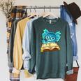 Axolotl Read Book Ambystoma Mexicanum Mexican Walking Fish Raglan Sleeve Sweatshirt Heather Blue Lagoon