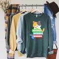 Back To School Kawaii Cat School Books Homework For Men Women Kids Raglan Sleeve Sweatshirt Heather Blue Lagoon
