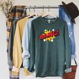BANG Comic Book Cartoon Pop Art Vintage Raglan Sleeve Sweatshirt Heather Blue Lagoon