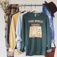 The Bible Book Of Emergency Numbers Religious Christian Raglan Sleeve Sweatshirt Heather Blue Lagoon