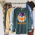 Boo Boooks Ghost Book Reading Halloween 2025 Teacher Raglan Sleeve Sweatshirt Heather Blue Lagoon