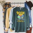 Book Club With My Besties Fun Raglan Sleeve Sweatshirt Heather Blue Lagoon