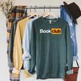 Book Club Logo For Novel Literature Reading Lover Raglan Sleeve Sweatshirt Heather Blue Lagoon