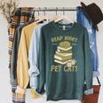 Book Lover Women Read Books Pet Cats Premium Tri-Blend Raglan Sleeve Sweatshirt Heather Blue Lagoon