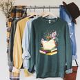 Book Lovers Wildflowers Books Reading Cute Floral Readers Raglan Sleeve Sweatshirt Heather Blue Lagoon