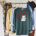 Book Nerd's Book Lover's Valentine's Day Raglan Sleeve Sweatshirt Heather Blue Lagoon