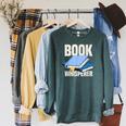Book Whisperer Library Books Raglan Sleeve Sweatshirt Heather Blue Lagoon