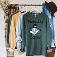 Books And Coffee Girl Raglan Sleeve Sweatshirt Heather Blue Lagoon