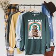 More Books Less People Mystic Book Rainbow Reading Book Raglan Sleeve Sweatshirt Heather Blue Lagoon
