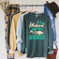 Bookworm My Weekend Is All Booked Reading Books Raglan Sleeve Sweatshirt Heather Blue Lagoon