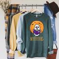 Boooks Moon Ghost Reading Halloween Bookworm Librarian Book Raglan Sleeve Sweatshirt Heather Blue Lagoon