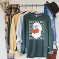 Booooks Cute Ghost Reading Books Halloween For Teacher &Kids Raglan Sleeve Sweatshirt Heather Blue Lagoon Booooks Cute Ghost Reading Books Halloween For Teacher &Kids Raglan Sleeve Sweatshirt Heather Blue Lagoon