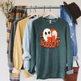 BOOOOKS Halloween Author Reading Of History Books Raglan Sleeve Sweatshirt Heather Blue Lagoon BOOOOKS Halloween Author Reading Of History Books Raglan Sleeve Sweatshirt Heather Blue Lagoon