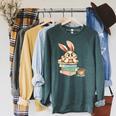 Bunny With Books And Coffee Reading Booknerd Bookish Easter Raglan Sleeve Sweatshirt Heather Blue Lagoon Bunny With Books And Coffee Reading Booknerd Bookish Easter Raglan Sleeve Sweatshirt Heather Blue Lagoon