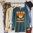 Camping Reading Fun Book Lover Camper Librarian Raglan Sleeve Sweatshirt Heather Blue Lagoon