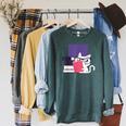 Cat Book Reading Raglan Sleeve Sweatshirt Heather Blue Lagoon