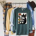 Cat Reading Book Folk Art Cozy Illustration Raglan Sleeve Sweatshirt Heather Blue Lagoon Cat Reading Book Folk Art Cozy Illustration Raglan Sleeve Sweatshirt Heather Blue Lagoon