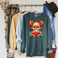 Chihuahua Reading a Book Dog Raglan Sleeve Sweatshirt Heather Blue Lagoon