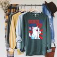 Childless Cat Ladies Vote Kamala Harris Cute Comic Book Cat Raglan Baseball Tee Raglan Sleeve Sweatshirt Heather Blue Lagoon