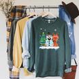 Christmas Tree Snowman Reindeer Book Stack Tee Librarian Raglan Sleeve Sweatshirt Heather Blue Lagoon