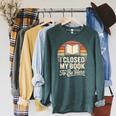 I Closed My Book To Be Here Reading Raglan Sleeve Sweatshirt Heather Blue Lagoon