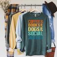 Coffee Books Dogs Social Justice Tee Raglan Sleeve Sweatshirt Heather Blue Lagoon