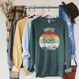 Coffee Books And Rain Reading Book Lover Retro Raglan Sleeve Sweatshirt Heather Blue Lagoon