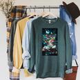 Cosmic Botanical Book Lover Reading Raglan Sleeve Sweatshirt Heather Blue Lagoon