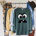 Creepy Face Carrot Halloween Book Character Costume Raglan Sleeve Sweatshirt Heather Blue Lagoon Creepy Face Carrot Halloween Book Character Costume Raglan Sleeve Sweatshirt Heather Blue Lagoon