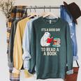 Cute Capybara It's a Good Day To Read a Book World Book Day Raglan Sleeve Sweatshirt Heather Blue Lagoon